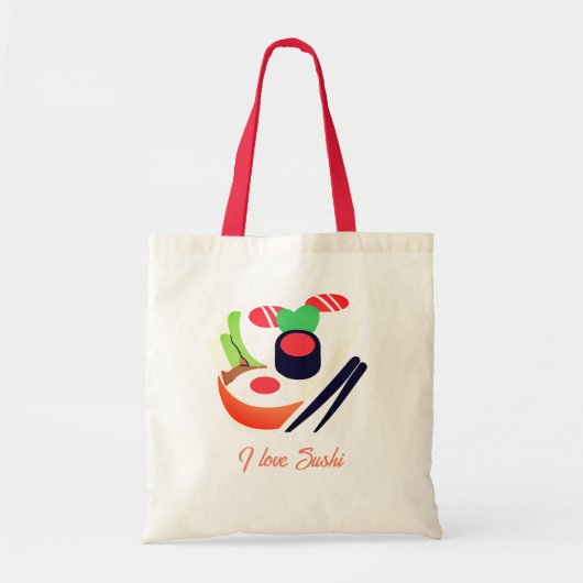 Tote Bag J'aime le design sushi (Devant)