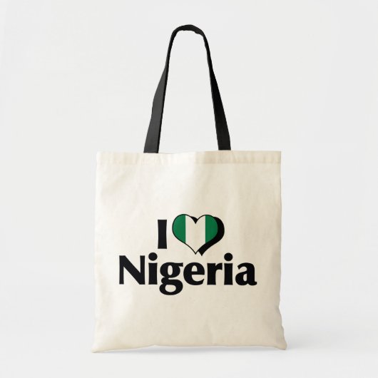 Tote Bag J'aime le drapeau du Nigeria (Devant)