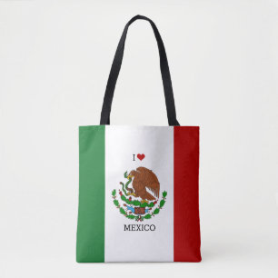 Tote Bag j'aime le drapeau mexique - mexicain