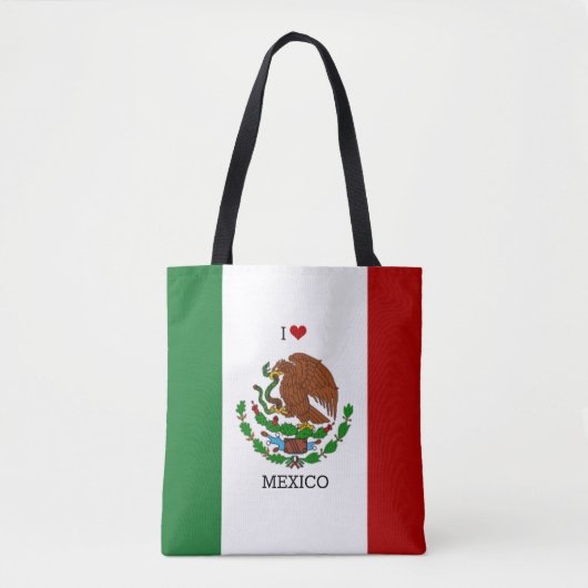 Tote Bag j'aime le drapeau mexique - mexicain (Devant)