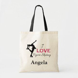 Tote Bag J'AIME le patinage artistique, flocons de neige,