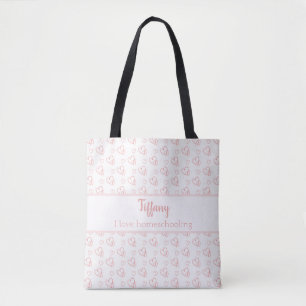 Tote Bag J'aime l'école à la maison de beaux coeurs