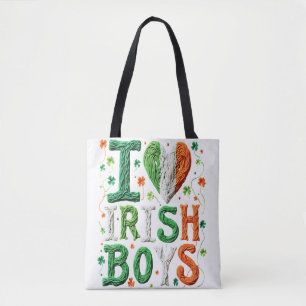 Tote Bag J'aime les garçons irlandais - Art de la laine pou