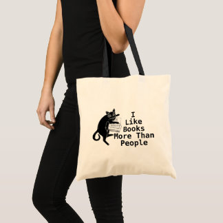 Tote Bag J'Aime Les Livres Plus Que Les Gens Black Cat Livr