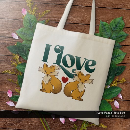Tote Bag J'Aime Les Renards Mignons Coeur