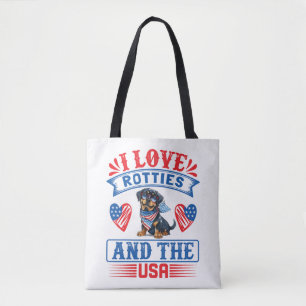 Tote Bag J'aime les Rotties et les USA