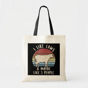 Tote Bag J'aime les vaches et peut-être 3 personnes Vintage