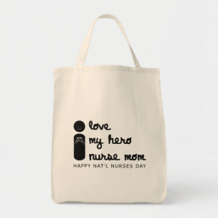 Tote Bag j'aime ma héroïne infirmière mère infirmière journ