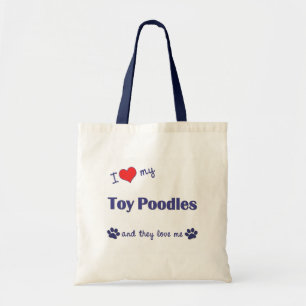 Tote Bag J'aime mes caniches de jouet (les chiens
