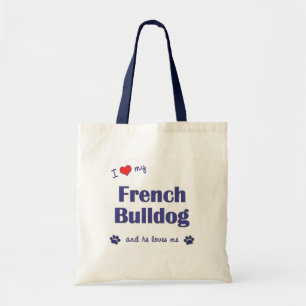 Tote Bag J'aime mon bouledogue français (le chien masculin