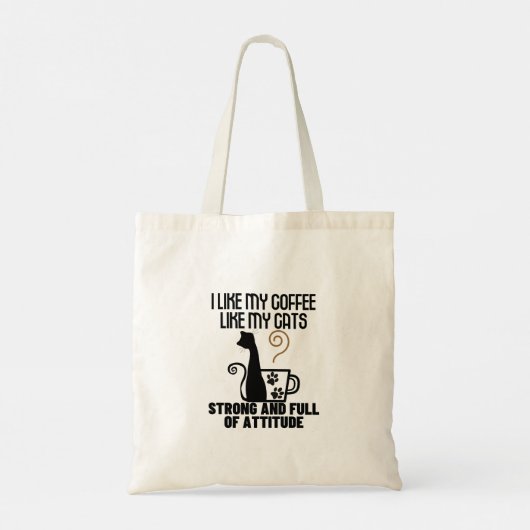 Tote Bag J'aime mon café comme j'aime mes chats_ forts et . (Dos)