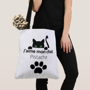 Tote Bag J'aime mon chat Pistache