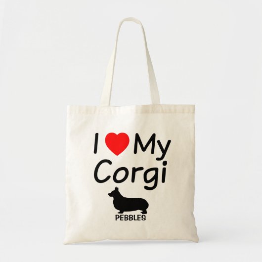 Tote Bag J'Aime Mon Chien De Corgi (Devant)