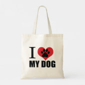 Tote Bag J'aime mon chien jeter l'oreiller (Dos)