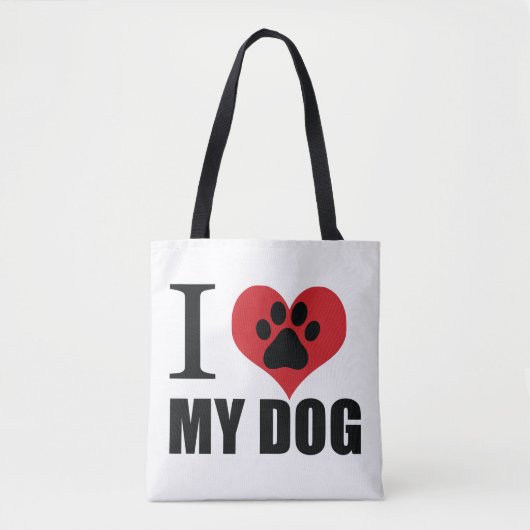 Tote Bag J'aime mon chien jeter l'oreiller (Devant)