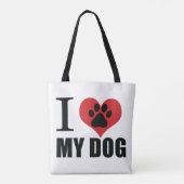 Tote Bag J'aime mon chien jeter l'oreiller (Dos)