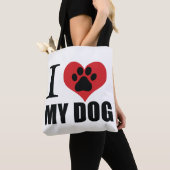 Tote Bag J'aime mon chien jeter l'oreiller (De près)