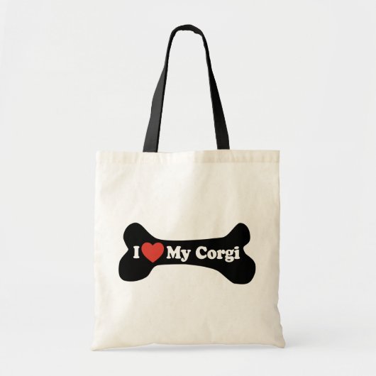 Tote Bag J'Aime Mon Corgi - Os de Chien (Devant)
