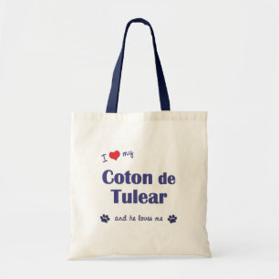 Tote Bag J'aime mon coton de Tulear (le chien masculin)