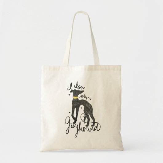 Tote Bag J'aime mon greyhound (Devant)