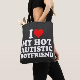 Tote Bag J'Aime Mon Petit Amis Autiste Chaud