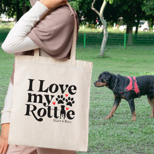 Tote Bag J'aime mon Rottie Rottweiler personnalisé