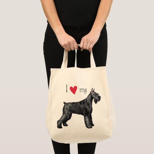 Tote Bag J'aime mon Schnauzer géant (Devant (produit))