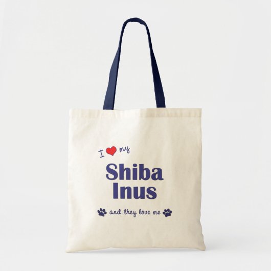 Tote Bag J'aime mon Shiba Inus (les chiens multiples) (Devant)
