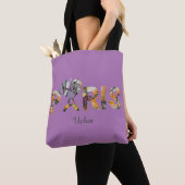 Tote Bag J'aime Paris avec un décor urbain (De près)