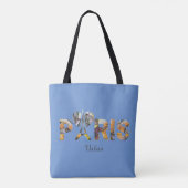 Tote Bag J'aime Paris avec un décor urbain (Dos)