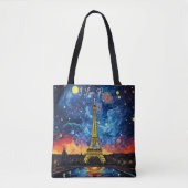 Tote Bag J'aime Paris Tour Eiffel Illustration Voyage Art (Devant)