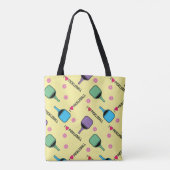 Tote Bag J'aime Pickleball jaune (plus grande taille de tui (Dos)
