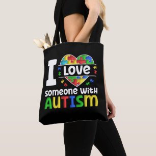 Tote Bag J'Aime Quelqu'Un Avec L'Autisme, Cadeau De Sensibi