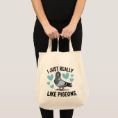 Tote Bag J'aime vraiment les pigeons (Devant (produit))