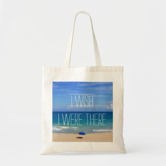Tote Bag J'Aimerais Être Là - Parapluie De Plage Bleue (Devant)