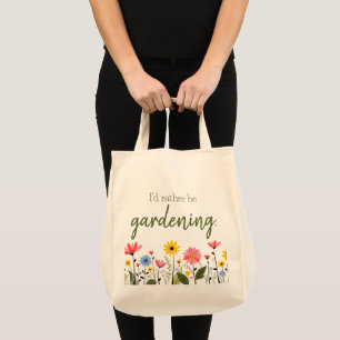Tote Bag J'aimerais mieux jardiner Fleurs sauvages Épicerie