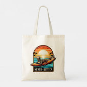 Tote Bag Jamais mieux - Squelette Surf Sunset Wave (Dos)