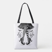 Tote Bag Jambes de sorcière noir et blanc Whimsical Hallowe (Dos)