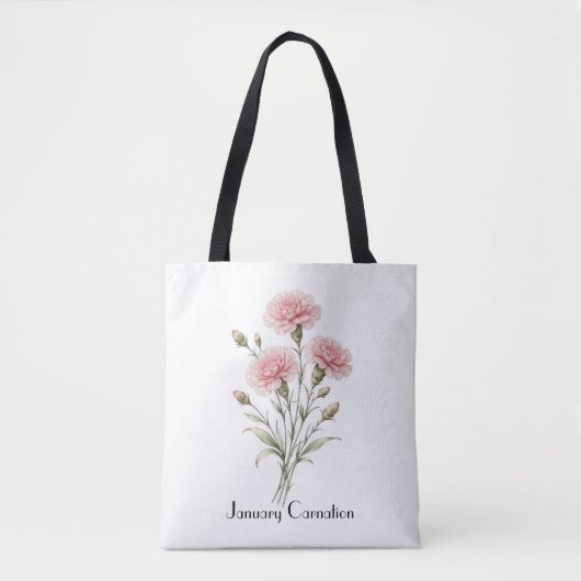 Tote Bag January Carnation Flowers  (Devant)