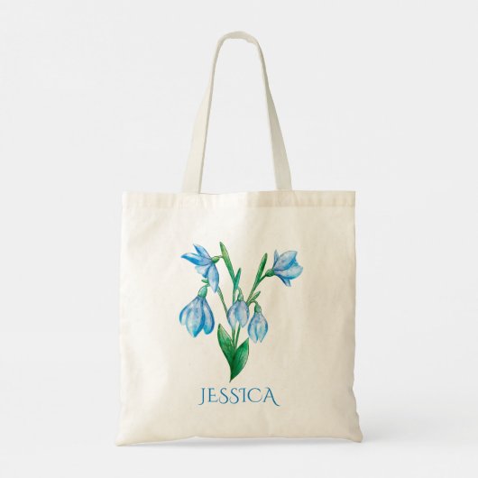 Tote Bag Janvier Mois de naissance Fleur Blue Snowdrop (Dos)