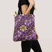 Tote Bag Japonais Floral Purple Gold (De près)