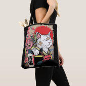 Tote Bag Japonais Samurai Chat Guerrier Japon Ninja Kitten (De près)
