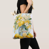 Tote Bag Jar à fleurs de citron d'été (De près)