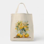 Tote Bag Jar à fleurs de citron d'été (Dos)