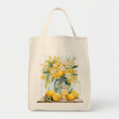 Tote Bag Jar à fleurs de citron d'été (Devant)