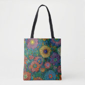 Tote Bag Jardin à fleurs rétro coloré (Devant)