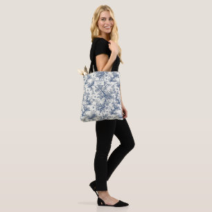 Tote Bag Jardin aux papillons bleus Toile de Jouy