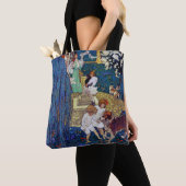 Tote Bag Jardin avec chien et chat, Jessie Willcox Smith (De près)