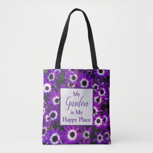 Tote Bag Jardin dans mon endroit heureux Fleur violet brill (Devant)