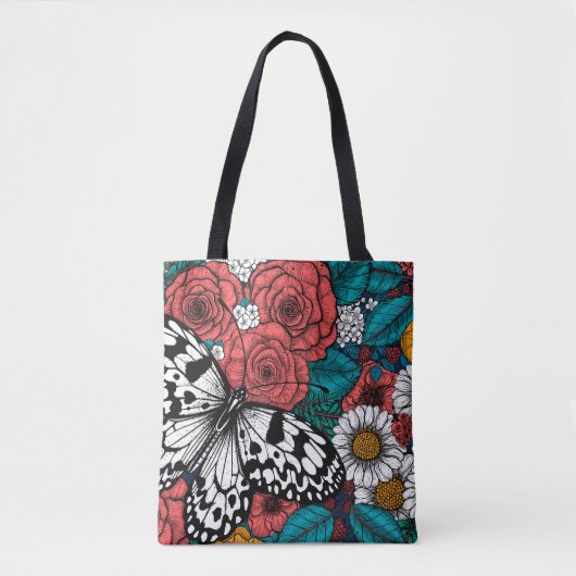 Tote Bag Jardin de cerfs-cerfs en papier (Devant)